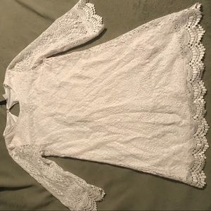 White lace mini shift dress